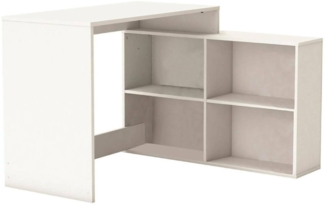 Dmora Schreibtisch Kyarr, Mehrzweckschreibtisch, Bürotisch für PC, Eckschreibtisch, 112x101 h77 cm, Mattweiß