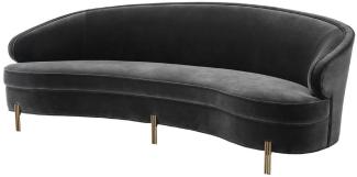 Casa Padrino Luxus Samt Sofa Dunkelgrau / Messingfarben 230x103 x H. 78 cm