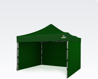 Pavillon 3x3m - mit 3 Wänden - Grün