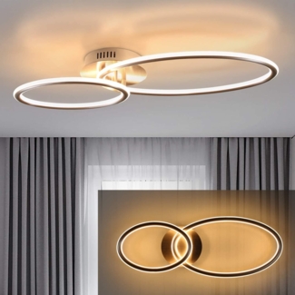 ZMH LED Deckenlampe Wohnzimmer Deckenleuchte Modern Ringe Design Warmweiß Licht 3000K Schlafzimmerlampe 29W aus Eisen und Aluminium 62.5cm Länge Bürolampe Küchenlampe Flurlampe