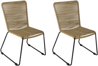 Gartenstuhl Outdoor-Seilstuhl Farbe Taupe mit Eisen-Gestell in schwarz ISRA (2er Set) 136312371