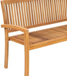 Gartenbank 159 cm Teak mit Auflage Cremeweiß