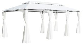 vidaXL Pavillon mit Vorhängen 600x298x270 cm Weiß 180g/m² 310073