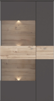 FORTE Como Highboardvitrine mit LED Beleuchtung, Holzwerkstoff, Grau/Braun/Braun, 90,1 x 168,1 x 41,3 cm