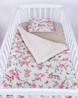 Babydecke BABYLUX Babydecke Krabbeldecke MINKY Kuscheldecke 75x100 cm+KISSEN, BabyLux, K140 - Zauberhafte Rosenhüpfer