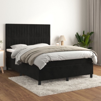 vidaXL Boxspringbett mit Matratze Schwarz 140x190 cm Samt 3143141