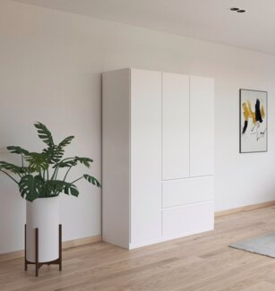 rauch Drehtürenschrank Kleiderschrank Schrank Garderobe Schlafzimmerschrank JOEL mit zwei Schubladen, mit Push-to-Open Funktion MADE IN GERMANY