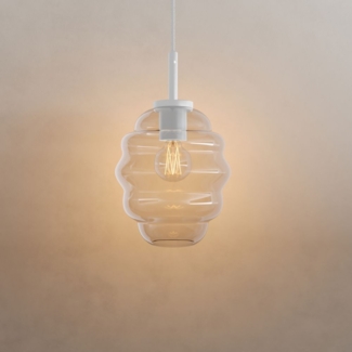 s.luce Echos Glas Galerie-Pendelleuchte Aufhängung 500cm Weiß Klar Ø 18cm