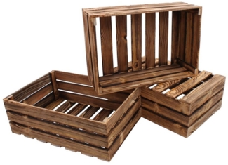 GERSO Holzkiste Deko Holzkiste geflammt 60x40x21cm Obstkiste Holzbox