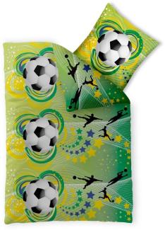 CelinaTex Bettwäsche Fashion Fun Kinder Bettgarnitur Renforcé 155x220cm Fußball, Baumwolle, 2 teilig