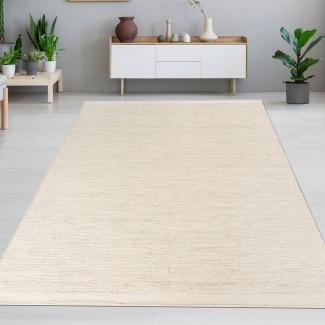 Carpetia Teppich Handgewebter Wollteppich für ihr Wohnzimmer in creme-beige, rund