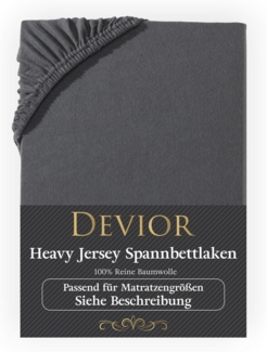 Devior Spannbettlaken Heavy aus 100% Baumwolle mit 160 g/m² - Blickdicht mit Einlaufschutz, Jersey, Gummizug: Rundumgummizug, Laken bis 15cm Matratzenhöhe - Spannbettlaken 140 x 200 cm Blickdicht