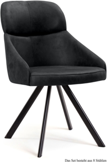 Esszimmerstuhl drehbar (8er-Set) Diann 52 x 82 x 63 Schwarz/Anthrazit