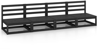 vidaXL Outdoor-Sofa 4-Sitzer Schwarz Massivholz Kiefer 3075343