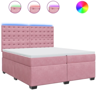 vidaXL Boxspringbett mit Matratze Rosa 200x200 cm Samt 3293319
