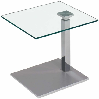 Beistelltisch höhenverstellbar Charita 55x47x47 Glas Chrom/Klarglas