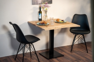 Bistrotisch Baumkante massiv 80 x 80 cm Akazie naturfarben schwarz Säulengestell IRIS 94202983