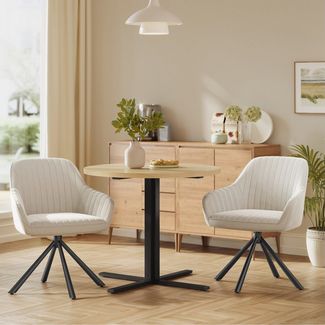 SONGMICS Esszimmerstuhl Esszimmerstuhl, Küchenstuhl, Sessel drehbar (2 St), Küchenstuhl drehbar, Stahlbeine, Samt, Polsterstuhl mit Armlehnen