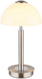 LED Tischleuchte, Pilz, Glas, verchromt, Touchdimmer, H 31,5 cm