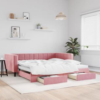vidaXL Tagesbett Ausziehbar mit Schubladen Rosa 100x200 cm Samt 3196749