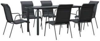 vidaXL 7-tlg. Garten-Essgruppe Schwarz Stahl und Textilene 3200715