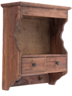Wandregal Granja Mahagoni Holz, 2 Schubladen und Haken braun