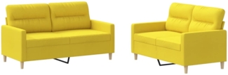 vidaXL 2-tlg. Sofagarnitur mit Kissen Hellgelb Stoff 3201573