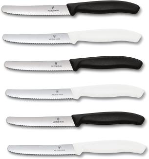 Victorinox | Swiss Classic Tafelmesser Set | 6-teilig | stilvolles Schwarz-Weiß Design | hervorragende Schneidleistung | spülmaschinengeeignet | ideal für den täglichen Gebrauch