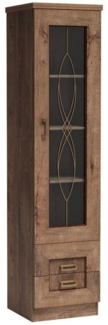 Lomadox Vitrine TEORA-161 in Lefkas Eiche Oak braun Metallgriffe Glastür 46x190,5x44 cm