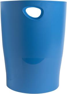 Exacompta 45384D ECOBIN Papierkorb BeeBlue aus Recycling-Kunststoff 15 Liter mit Griffen. Eleganter und robuster Papierkorb und Mülleimer im modernen Design Türkis Blauer Engel