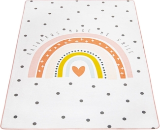 Paco Home Kinderteppich Chicos 552, rechteckig, Höhe: 2 mm, Flachgewebe, niedlich, Kinder Design, Motiv Regenbogen, Pastell-Farben
