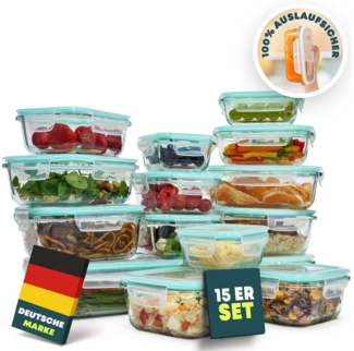 uandu home Frischhaltedose Glasbehälter mit Deckel, Frischhaltedosen Glas mit Deckel, (glasdosen mit deckel set, glas tupper mit deckel, glass food container, frischhaltedosen mit deckel glas, glasdose mit deckel, Borosilikatglas mit Deckel, Meal prep ...
