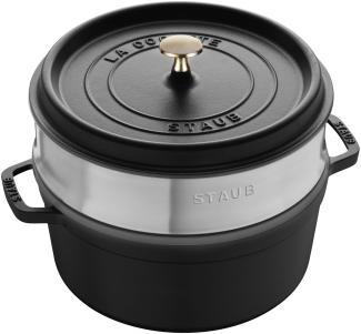 Staub La Cocotte Cocotte mit Dämpfeinsatz 26 cm, rund, Schwarz, Gusseisen