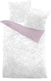 Dormisette Melange Flanell Bettwäsche 135x200 Blätter Zweige Wende rosa 4060-62