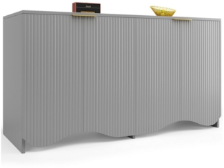 BlingBin Sideboard Buffetschrank, Küchenschrank, Aufbewahrungsschränke, Schrank (Gemusterte Schränke mit 4 Türen, Küchenmöbel, Wellenmuster-Design, 1 St, 140×40×85cm, Tragendes Gewicht: 75KG, MDF & Metall), Freistehende Schränke für Küchen, Esszimmer, ...