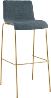 CLP Barhocker Hover stapelbar Stoffbezug Vierfußgestell Goldoptik bis 150 kg,blau