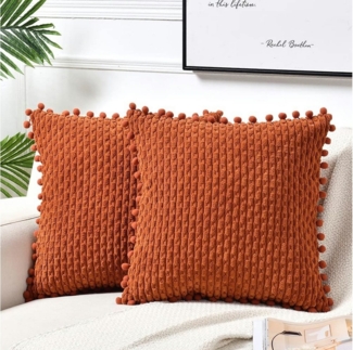 Coonoor Kissenbezüge Sofa Kissenbezug,mit Pompons, (2 Stück), für Weihnachten Bett Sofa Deko