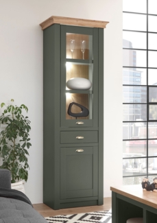 Vitrine Cambridge 68cm grün wotan eiche Standvitrine Wohnzimmer