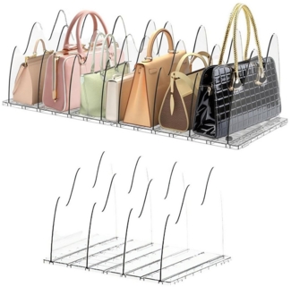 Refttenw Organizer verstellbare Transparent Acryl Handtaschen Regaltrenner Ohne Bohren, Regalteiler Stehsammler Buchstütze für Bücherregale, Schränke