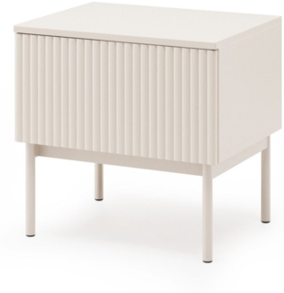 Beautysofa Nachttisch SOFT Rillenfronten & Push-to-Open-System (mit Eine Schublade, In der trendigen Farbe Kaschmir), Breite: 50 cm