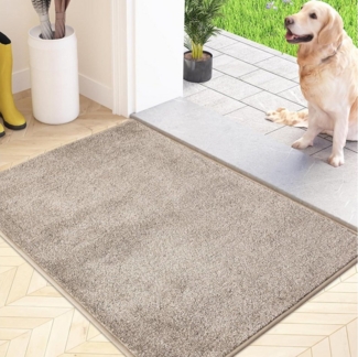 FCSDETAIL Fußmatte Schmutzfangmatte rutschfest waschbar 60x90cm Beige Sauberlaufmatte