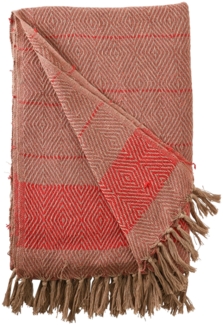 Decke Überwurf Streifen Design 100% Baumwolle 130x180 cm Skandinavisch Cara Amber/Rost