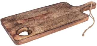 Levandeo® Schneidebrett, Schneidebrett Griff Holz Herz 50cm Deko Brettchen Mangoholz