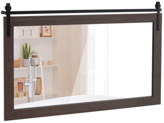 COSTWAY Dekospiegel, Rustikaler Wandspiegel mit Holzrahmen, 100x66 cm