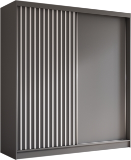 AX LIVING Cabinio Schwebetürenschrank Grau – 200 cm weißen Lamelle