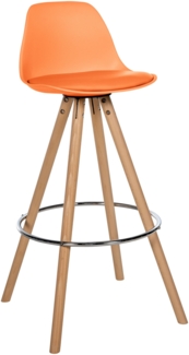 DELUKE® Barhocker PALMA - Orange, Kunstleder, Braun Barhocker mit Lehne Barstuhl Tresenhocker Tresenstuhl Kneipenhocker Kneipenstuhl