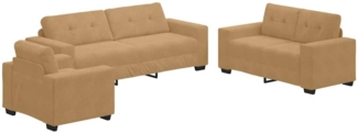 vidaXL Sofa 3 pcs Braun Leinenmischgewebe 3324646