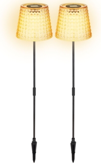 2er Set LED Solarlampe, Kunststoff amber, Erdspieß, H 60 cm