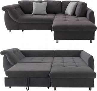 Ecksofa Schlafcouch L-Garnitur Bettkasten Ottomane rechts Mikrofaser Anthrazit