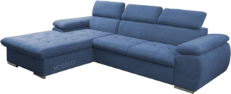MOEBLO Ecksofa Nilux, Sofa Couch L-Form Polsterecke für Wohnzimmer, Schlafsofa Sofagarnitur Wohnlandschaft, Modernes Ecksofa mit Schlaffunktion, Bettkasten & verstellbaren Kopfstützen – frei im Raum stellbar, mit Bettkasten und Schlaffunktion